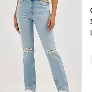 Women’s wrangler high raise true straight distressed jeans 16x32